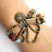 octopus bracelet---antique bronze octopus pendant octopus bracelet & colorful rope chain