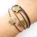 Multilayer leather bracelet---antique bronze personality stars bracelet & brown leather chain