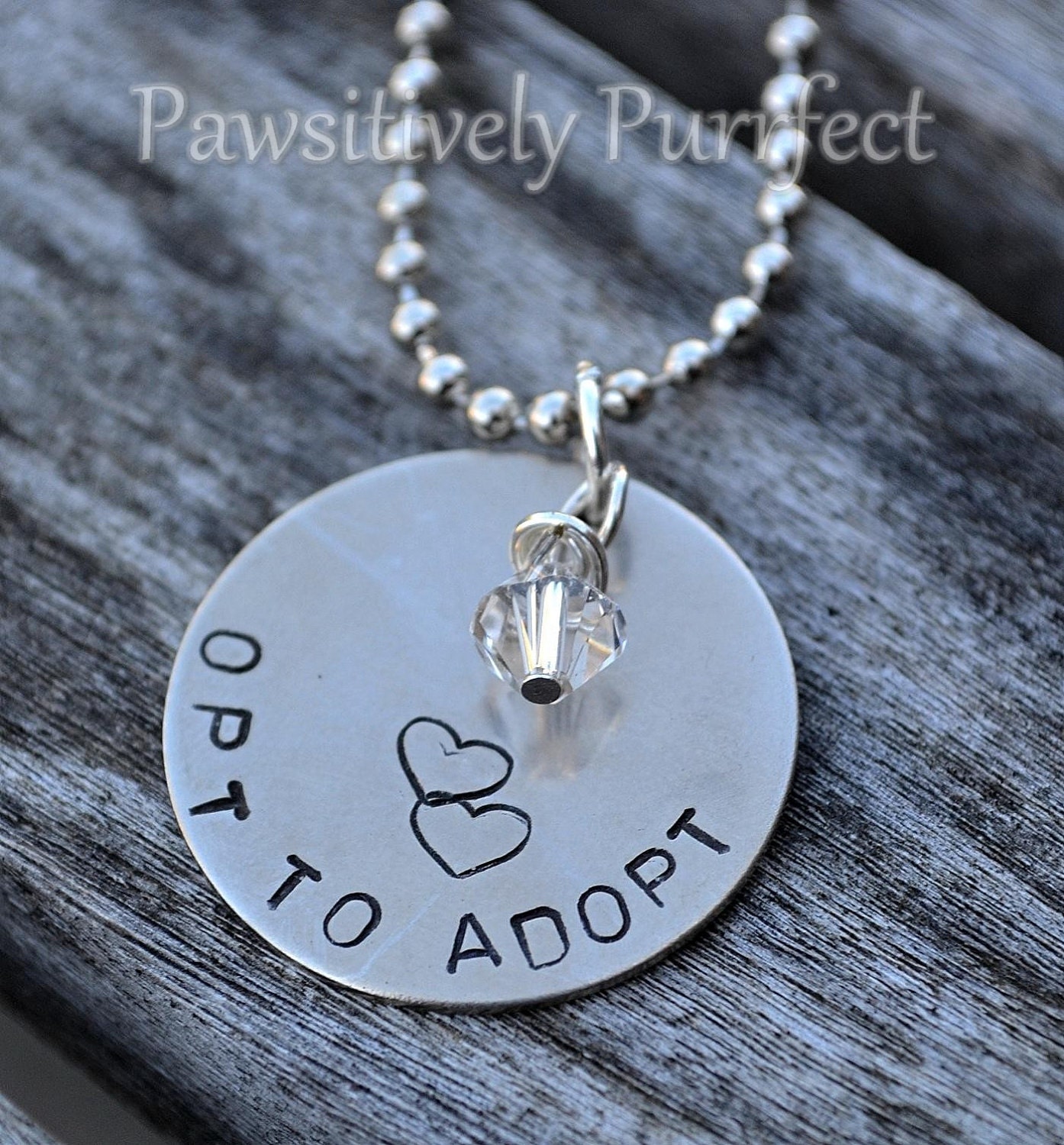 Opt to Adopt Handstamped Necklace