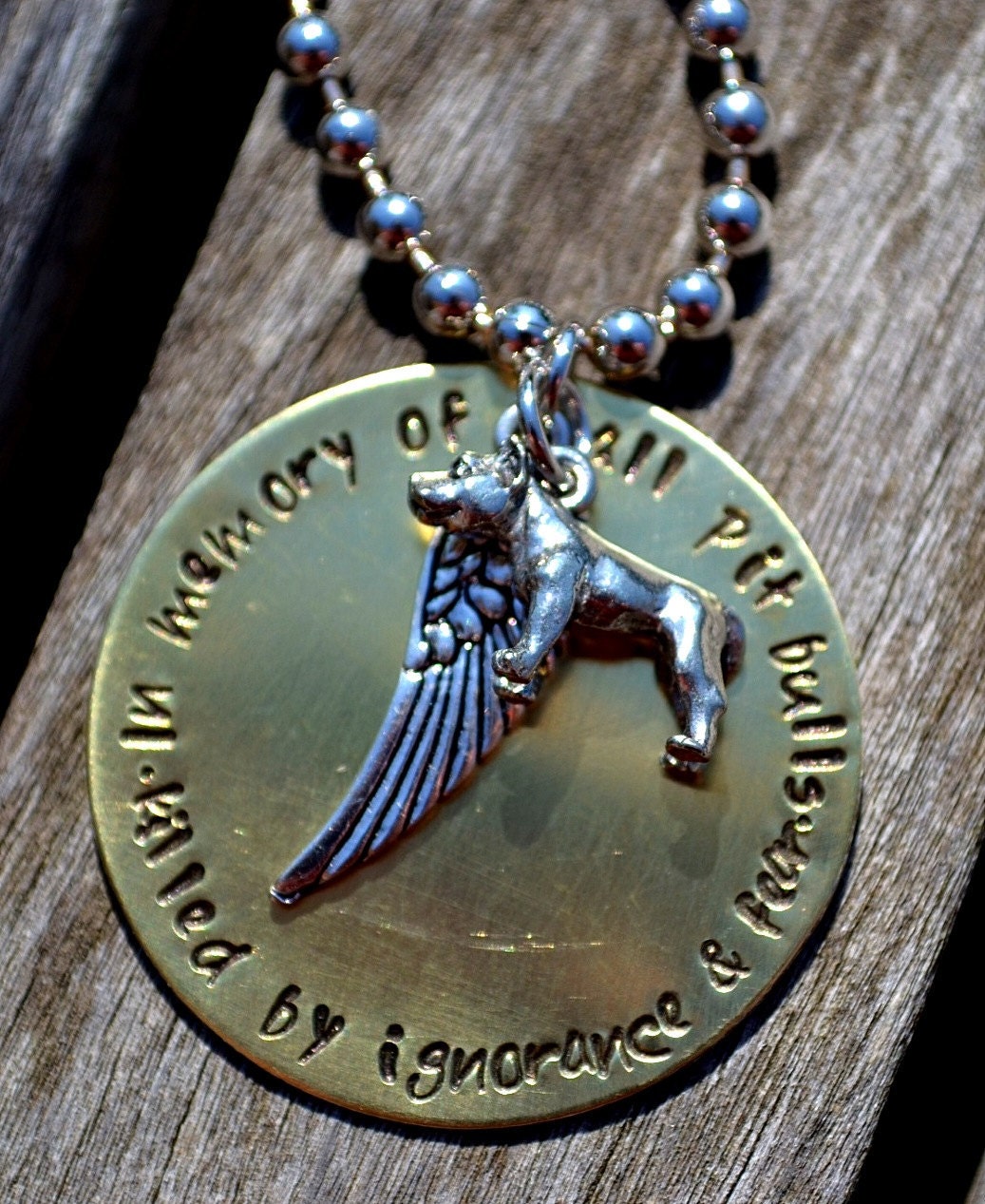 Pit Bull Memory Handstamped Necklace