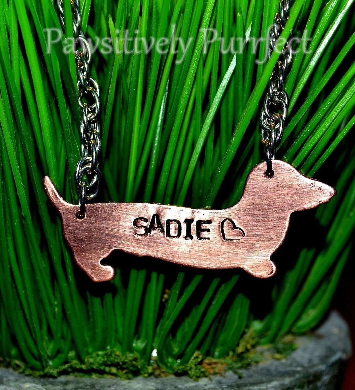 Personalized Handstamped Dachshund Necklace
