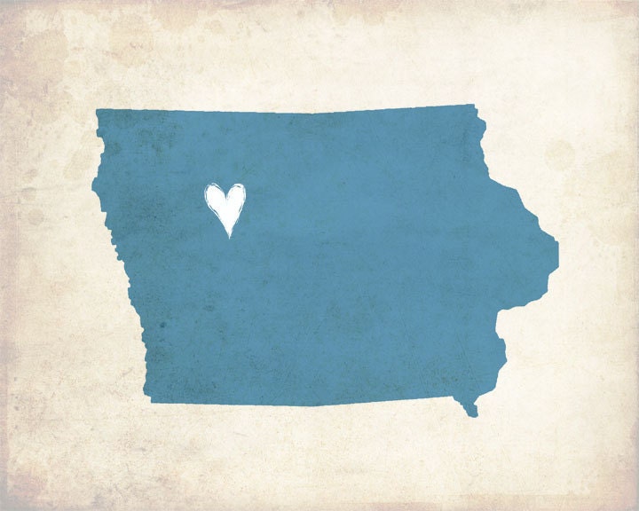 Iowa Love State Customizable Art Print