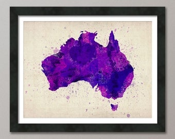 Australia Watercolor Map Art Print, Art Print 18x24 inch (477)