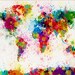 Paint Splashes Map of the World Map, Art Print 18x24 inch (168)
