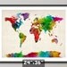 Watercolor Map of the World Map, Art Print, 24x36 inch (687)