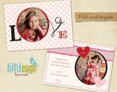 INSTANT DOWNLOAD - Valentine Card Photoshop Template - Romantic dots - E268