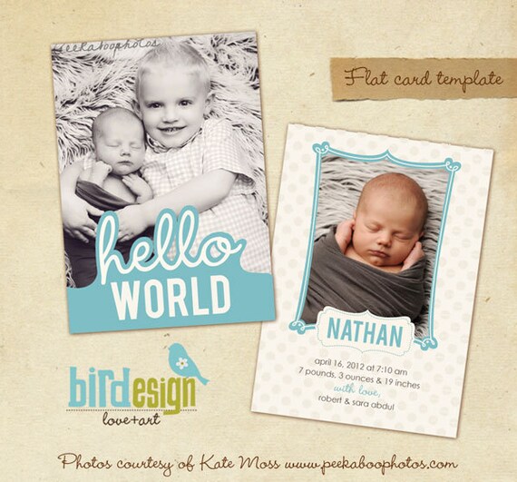 INSTANT DOWNLOAD - Birth announcement template - Brothers - E274