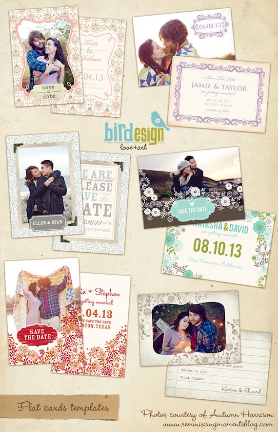 6 Save the Date Cards Templates - Love Promise Set - E299