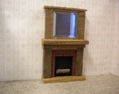 dollhouse miniature Rustic Fireplace with mirrior