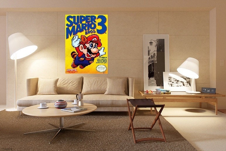 44x32 GIANT Mario 3 nintendo Huge art poster printed on silk