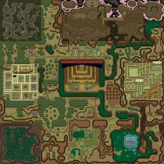 HUGE 32x32Hyrule/Dark World Zelda A Link to the Past Silk Poster