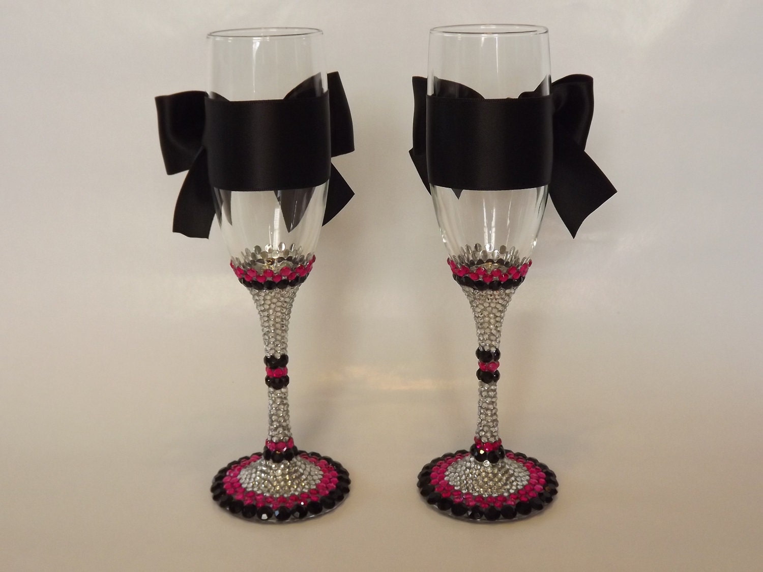 Rhinestone Champagne Flutes Bridal Toasting Bling