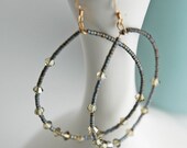 Blue and Green Beaded Hoop Earrings - PALISADES Collection