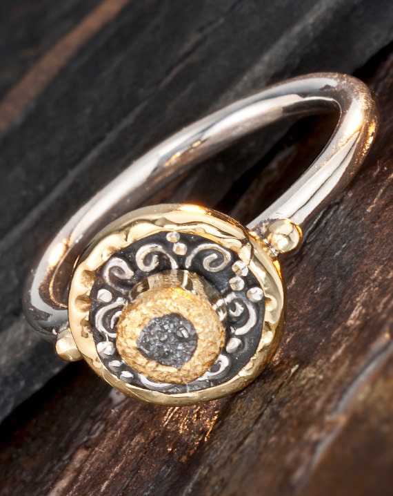 Rough Diamond Engagement Ring , 22k Gold Silver Rough Diamond Engagement Ring, Engagement  Ring