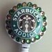 Starbucks Addict ID Badge Retractable Reel Swarovski with Coffee Charm and  Beads