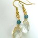 Clear Faceted Glass and Aqua Blue Hemimorphite Dangle Earrings