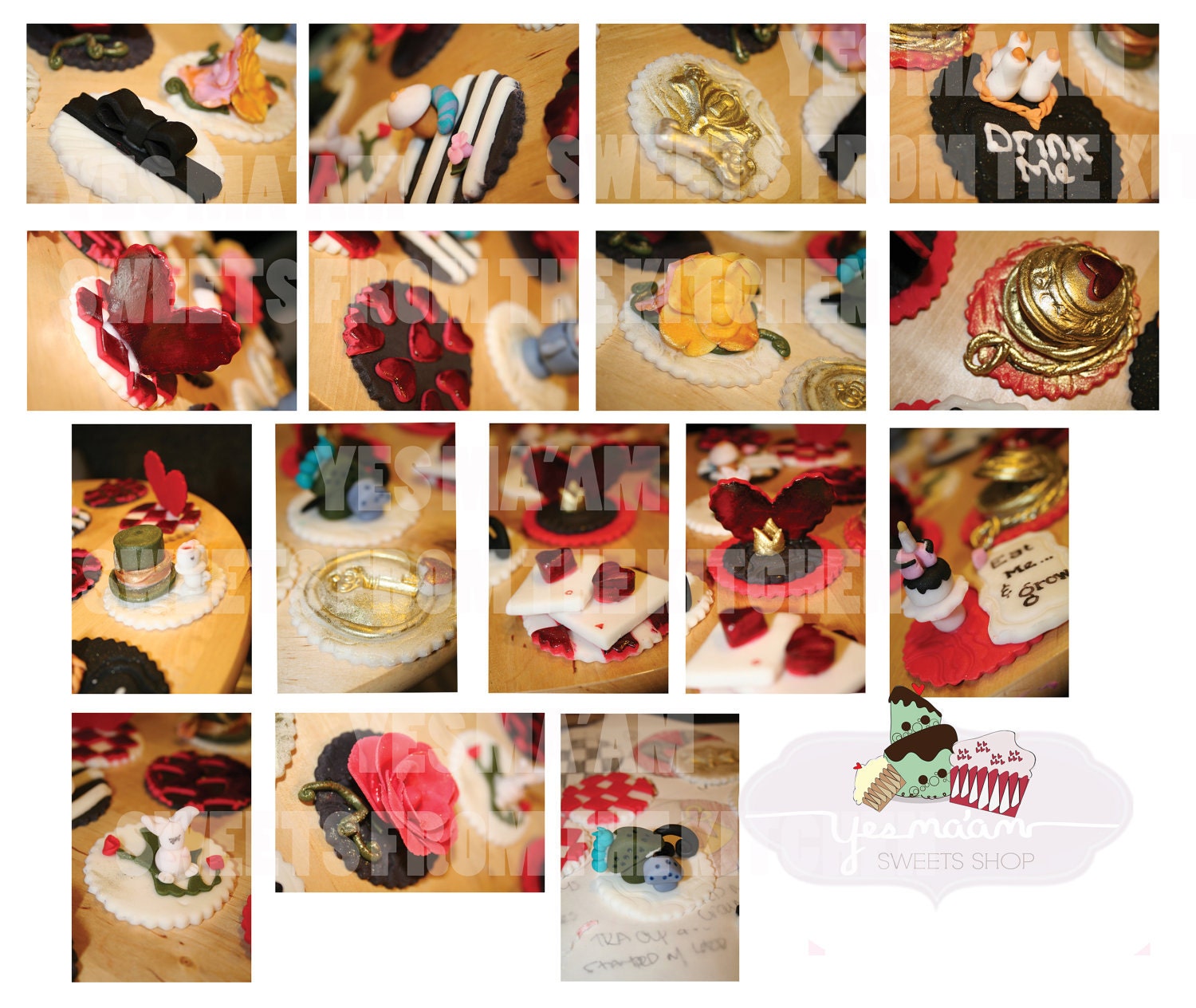 24 Alice In Wonderland Tim Burton Fondant Cupcake Toppers - in 3D