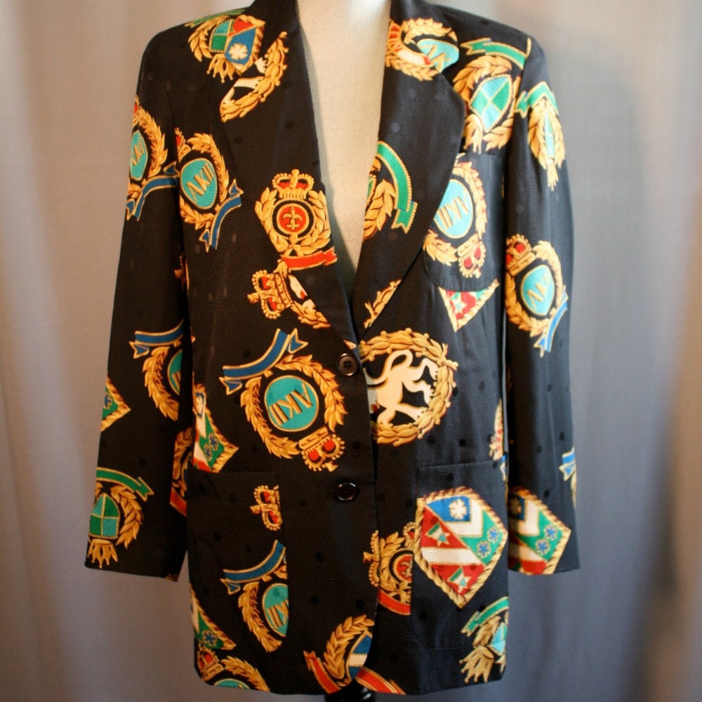 Vintage Silk Anne Klein Blazer // Oversized // 1980s