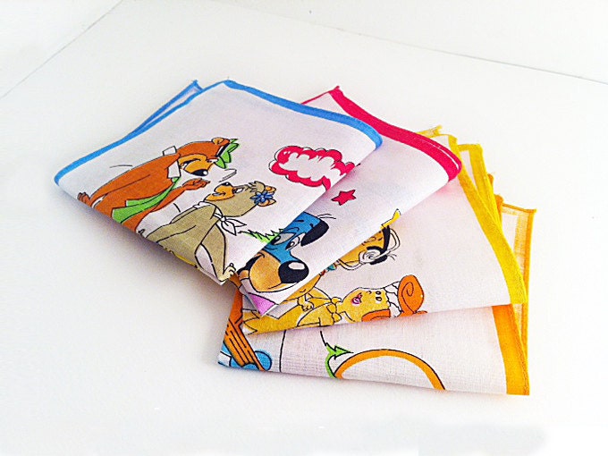 kids cartoons hankies, 4  handkerchief Hanna Barbera characters