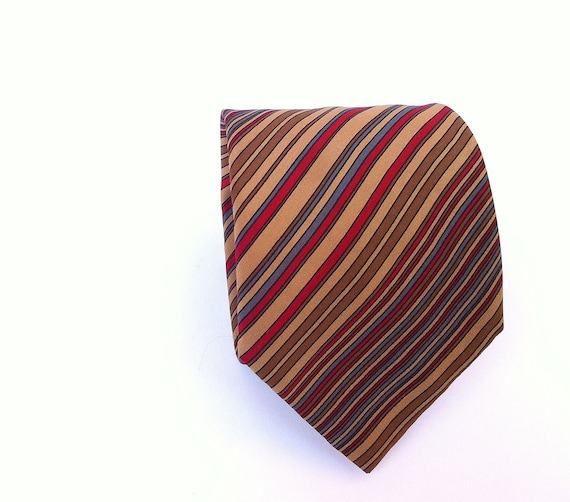 Yves Saint Laurent vintage silk tie  beige stripes
