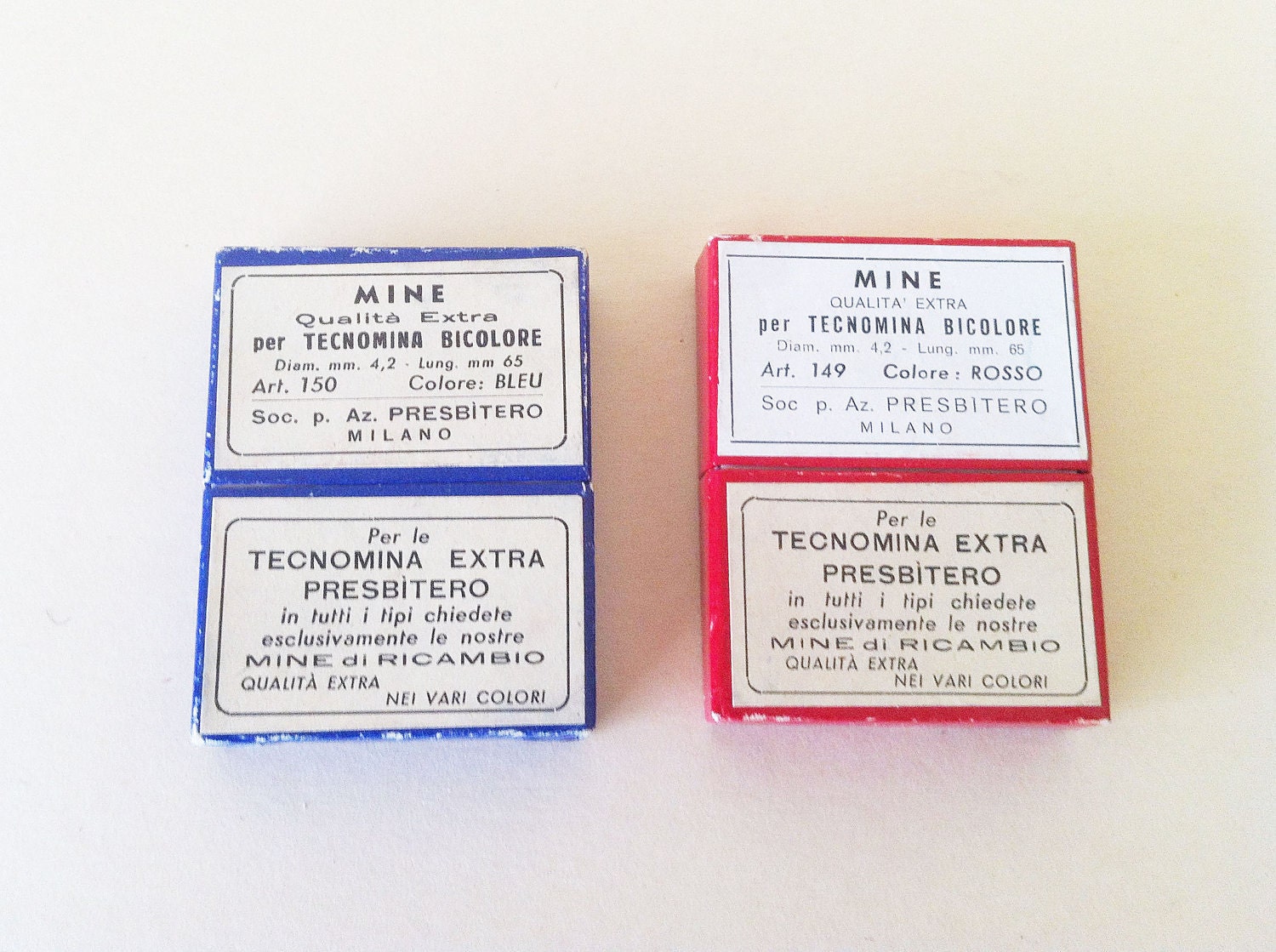 Old pencil leads blue and red