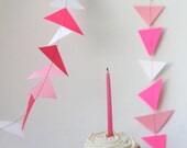 pink and neon pink triangle garland - 9 1/2 feet