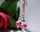 Sterling Silver and Indian Pink Swarovski Earrings