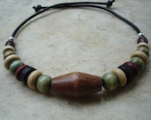 Wood And Leather Tie On Bracelet For Men