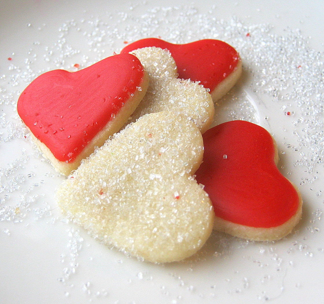 Valentine Cookies Heart Cookies Mini Red Silver Glitter All Natural