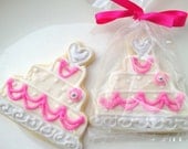 Wedding Favor Cookie Hot Pink Wedding Cake Sugar Cookie Favor