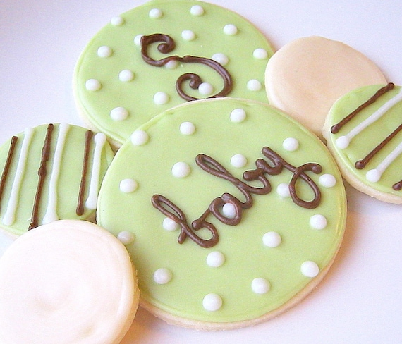 Sugar Cookies Iced Custom Baby Shower Cookie Favor