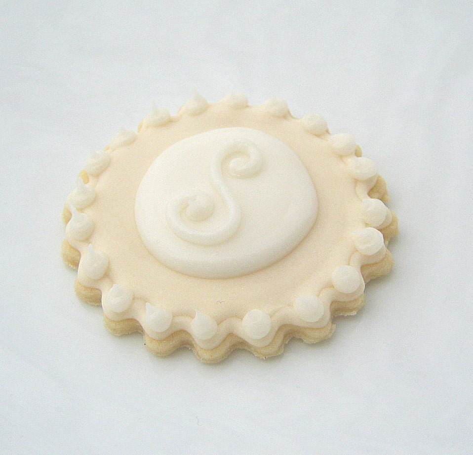 Iced Sugar Cookies Monogram Wedding Favor Cookie Pearlized