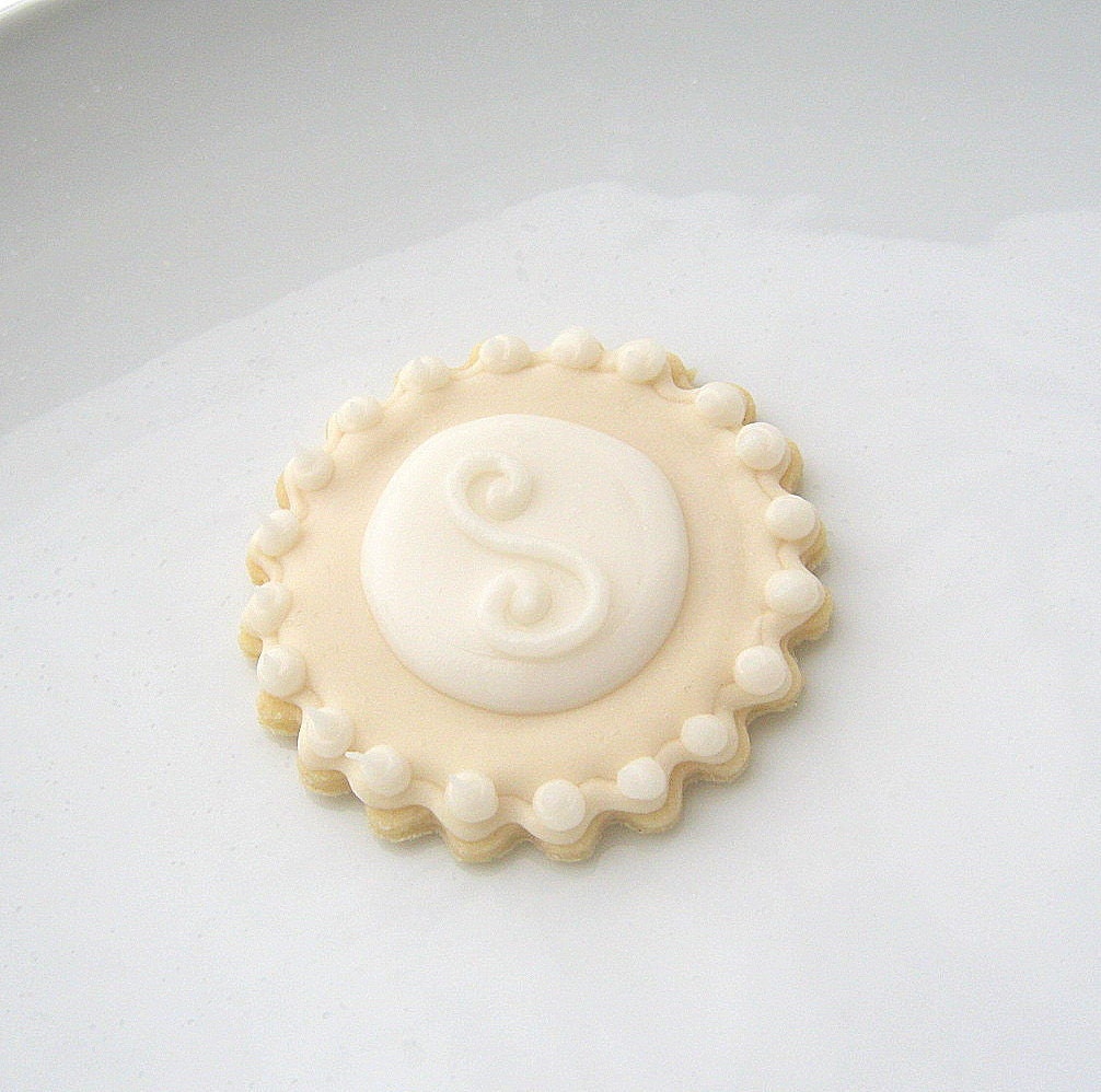Iced Sugar Cookies Monogram Wedding Favor Cookie Pearlized