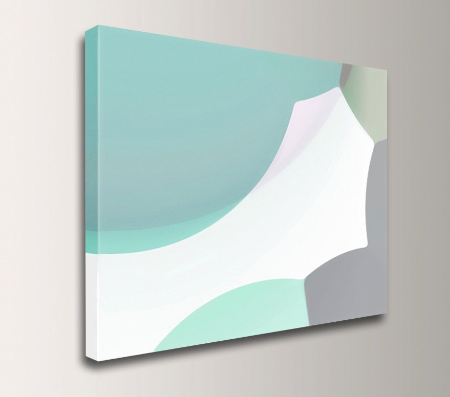 Digital Print - Digital illustraion - Abstract Canvas Print - Light Teal and Grey - Modern Wall Decor - 30x24 Canvas - "Andromeda"