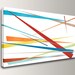 Mid Century Modern Wall Decor - 40x24 Giclee Canvas Print - Red Orange and Blue - " Slivers "
