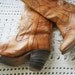 vintage cowboy boots stacked heel miss capezio worn marbled patina 7 m