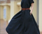 Linen dress women dress fashon dress Long dress with a belt