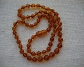 Amber Bead - Golden - Honey Round - Beaded Handmade Teething Necklace Long 45.0cm or 17.5"