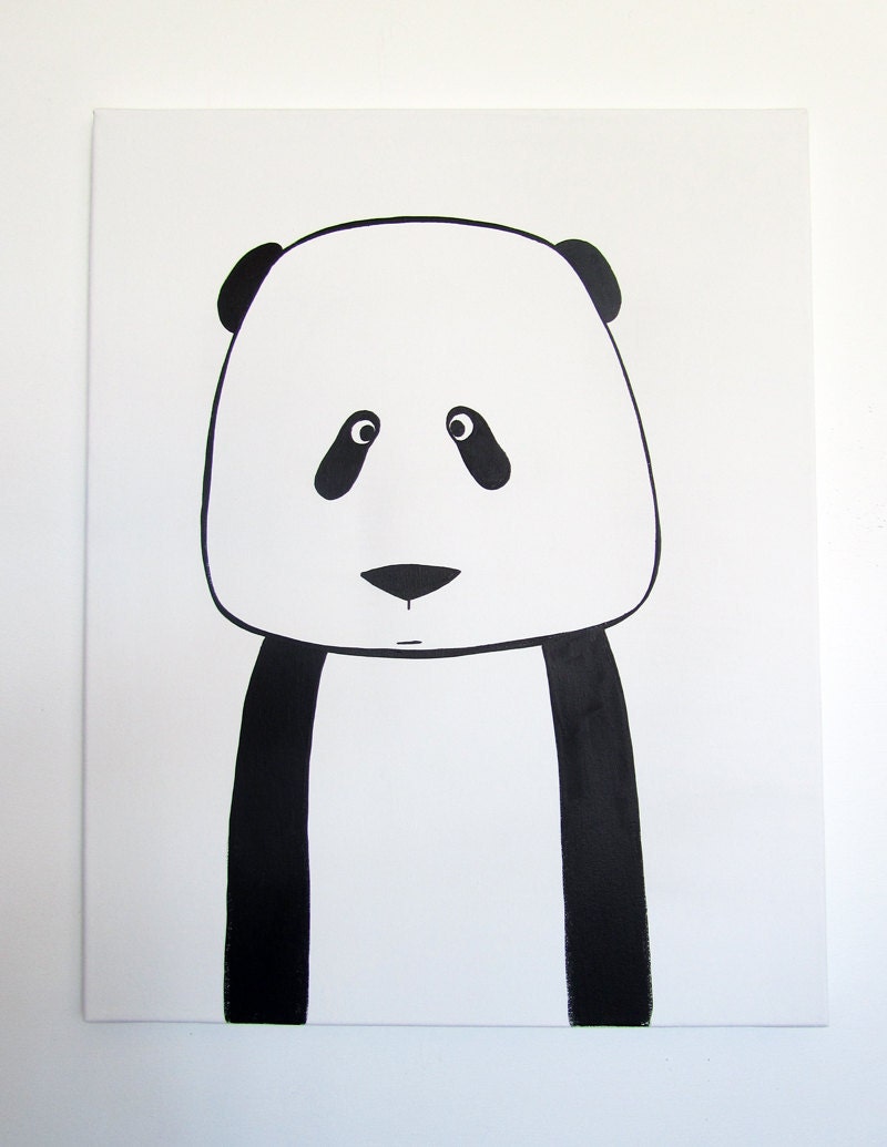 No. 007 - Modern Kids and Nursery Art Custom Original Painting - 16" x 20" on regular 3/4" depth canvas - The Panda