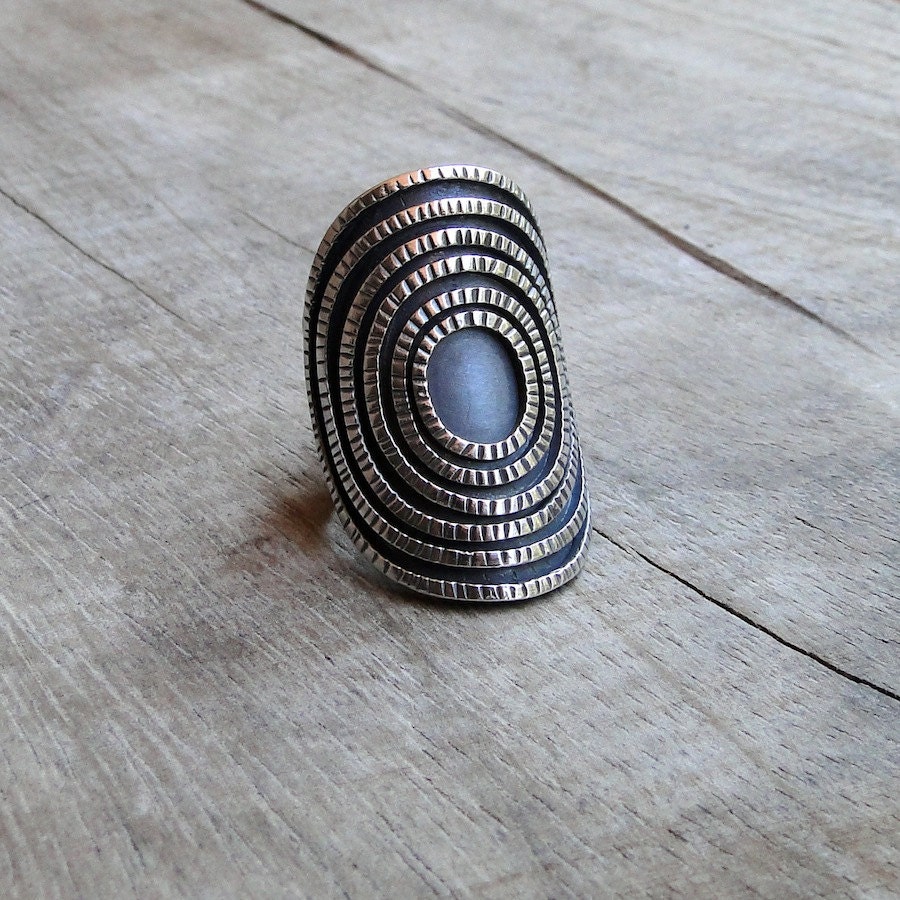 Adjustable Sterling Silver Labyrinth Ring