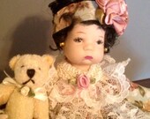 Sweet Puffy Cheeked Myrtle with teddy bear, Baby Doll Collector, Free Personalization
