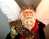 Male Angel - USA Angel -Uncle Sam Inspired Porcelain Angel - 4th of July - Americana-Red, White and Blue Angel