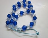 Discounted-Blue and Clear Beaded Long Necklace