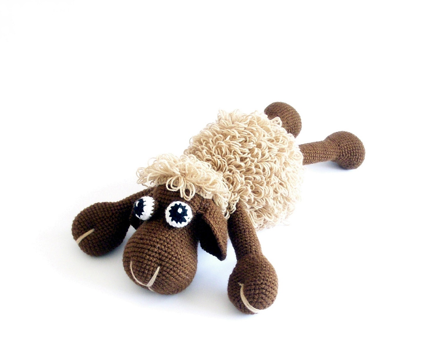 Hand Crocheted Toy, Sheep in beige and brown, crocheted toy, kids, children - DesireKnitAndCrochet