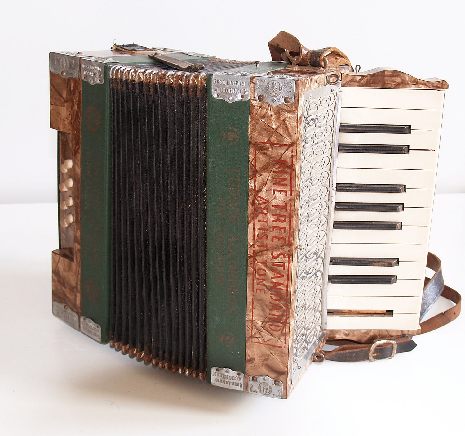 old accordeon "Gebr. Ludwig Accordeon" for kids . very rare shabby vintage music