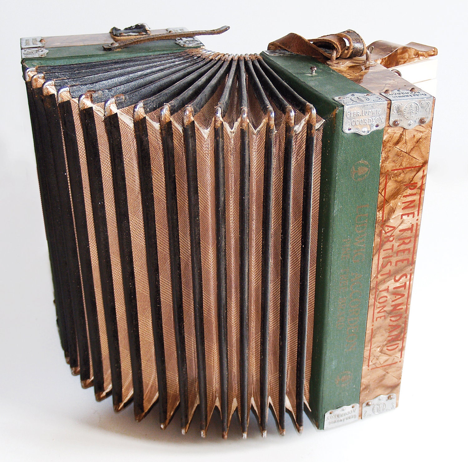 old accordeon "Gebr. Ludwig Accordeon" for kids . very rare shabby vintage music