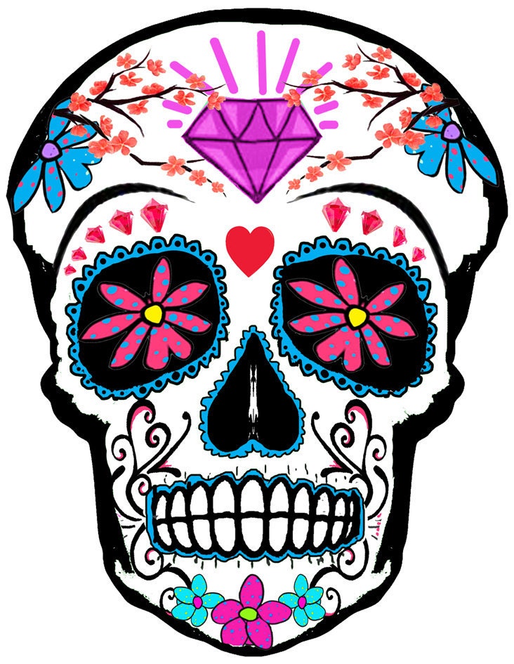 Sugar Skull temporary tattoo 8x6cm