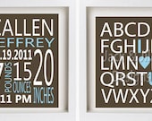 MATCHING NURSERY ART - Custom Birth Stat & Alphabet Art Prints