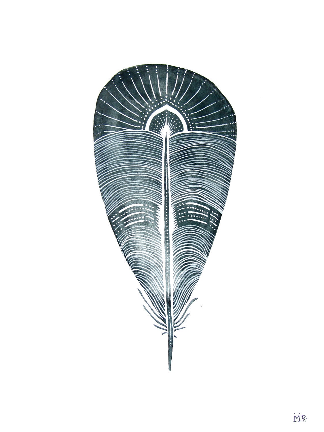 Watercolor Feather Painting - Archival Art Print - 5x7 Nico Feather