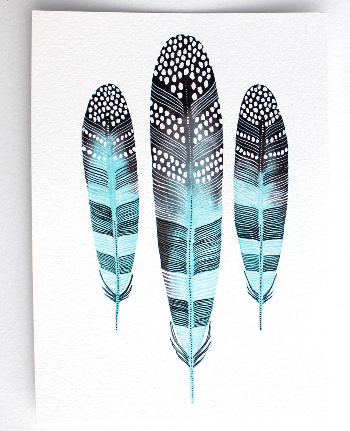 Feather Painting - Watercolor Art - Archival Print - 8x10 Taos Feathers - RiverLuna